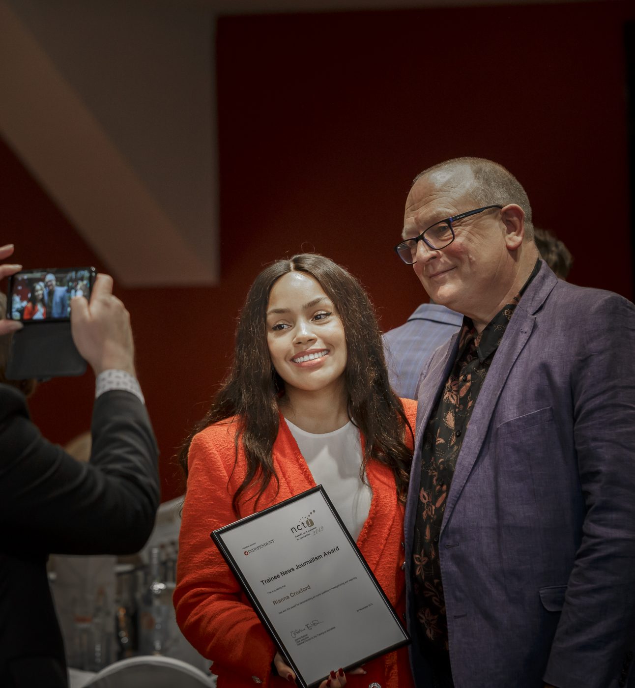 Rianna Croxford winning an NCTJ award