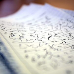 Shorthand notes written on paper